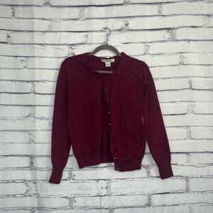Y2K Melrose Chic Burgundy Button Front Knit Cardigan Women’s Medium Long Sleeve